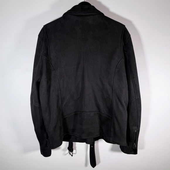 Pull&Bear - Faux Suede Black/Dark Grey Biker Jacket - Mens XXL - Picture 2 of 6